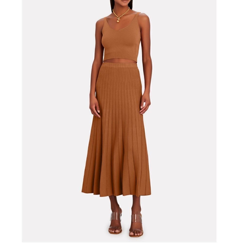 RONNY KOBO Laine Pleated Shimmer Knit Midi Maxi Skirt Size Small